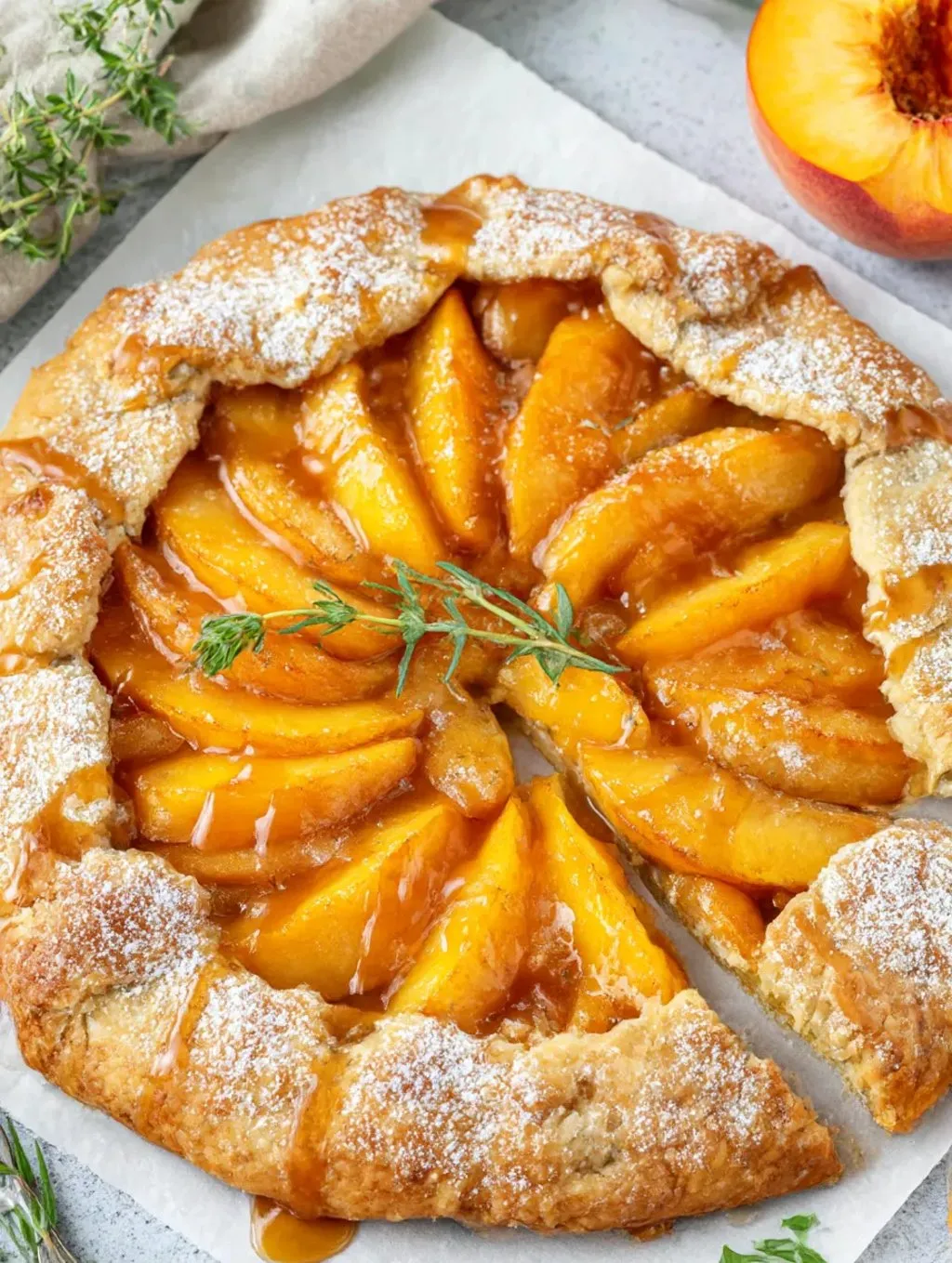 A peach galette fresh baked and easy.