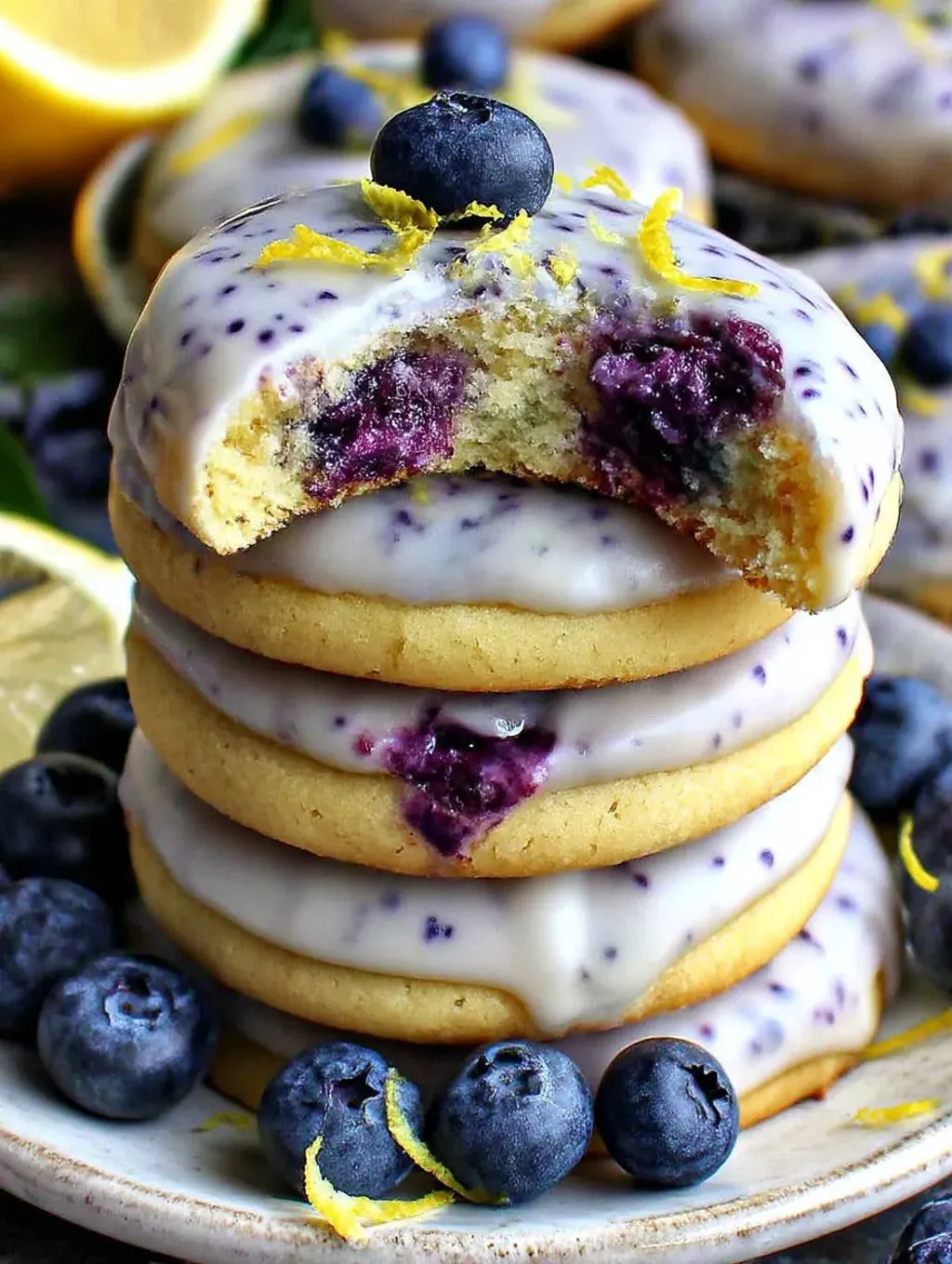A stack of blueberry lemon cookies.