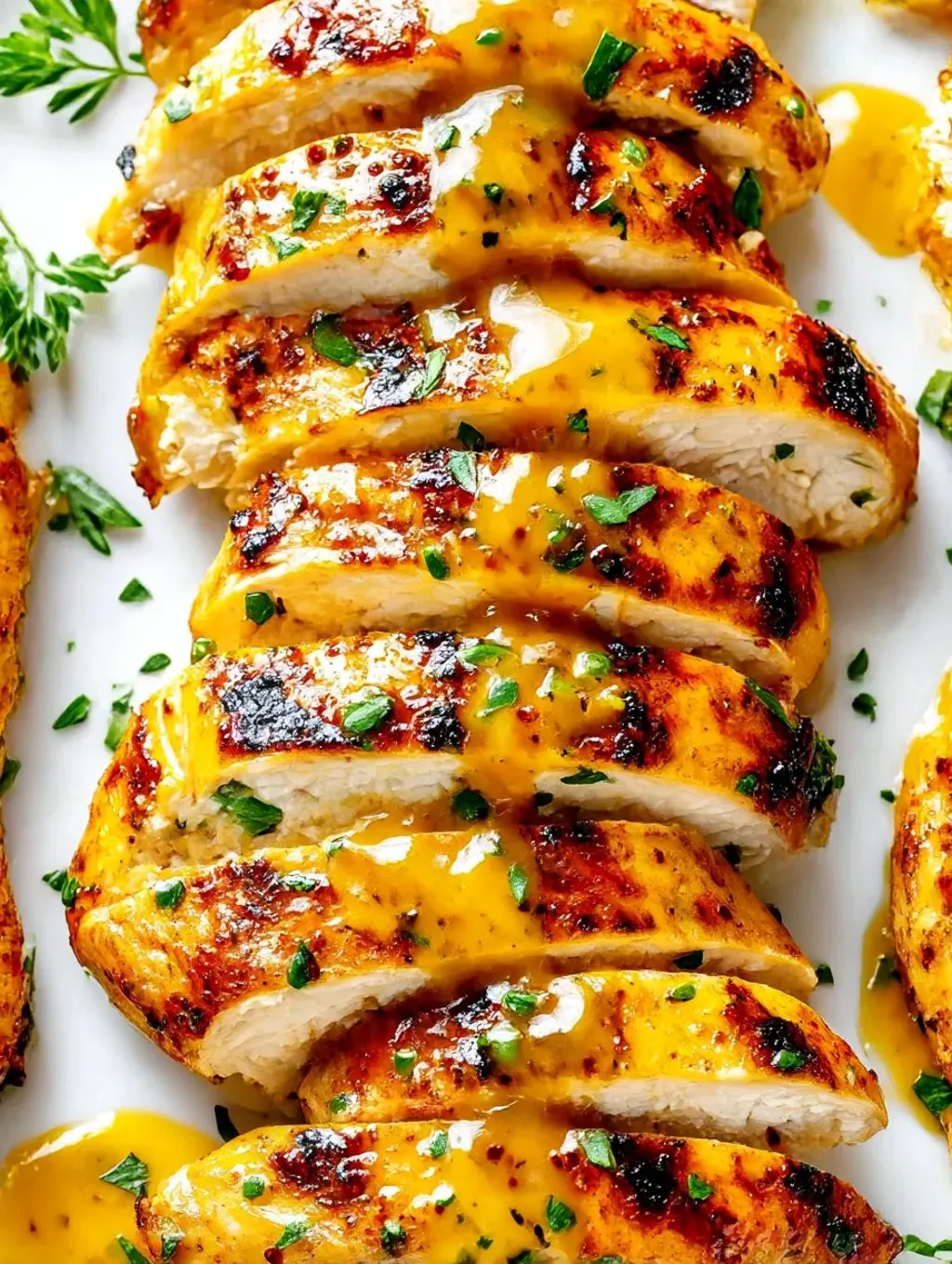 Grilled chicken with honey mustard sauce.