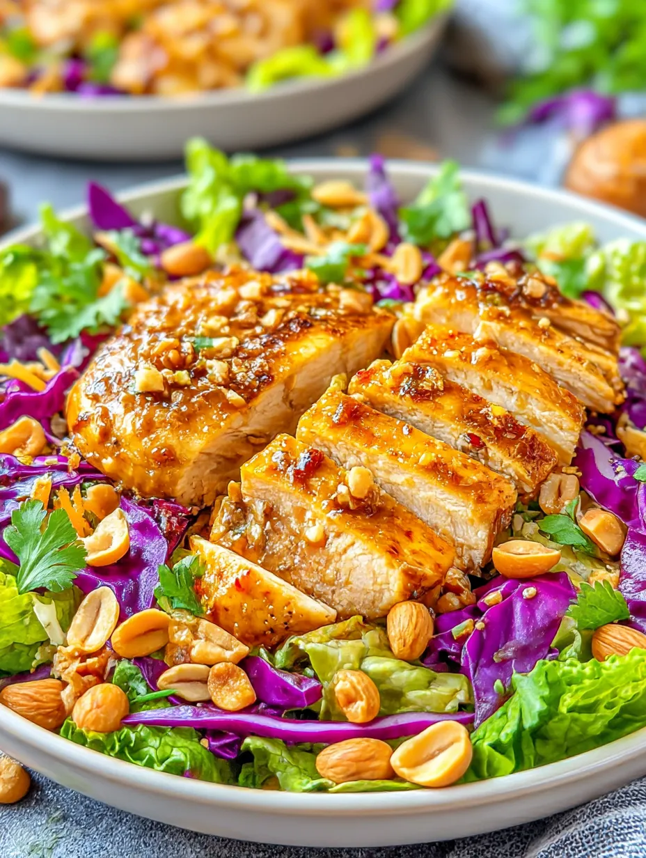 A plate of food with a peanut dressing.