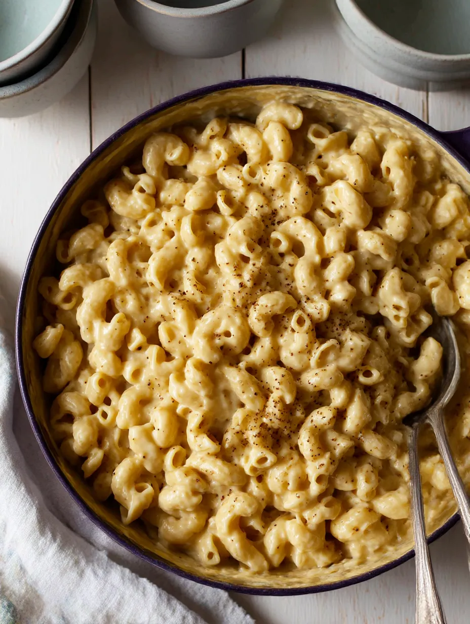 A bowl of macaroni and cheese.