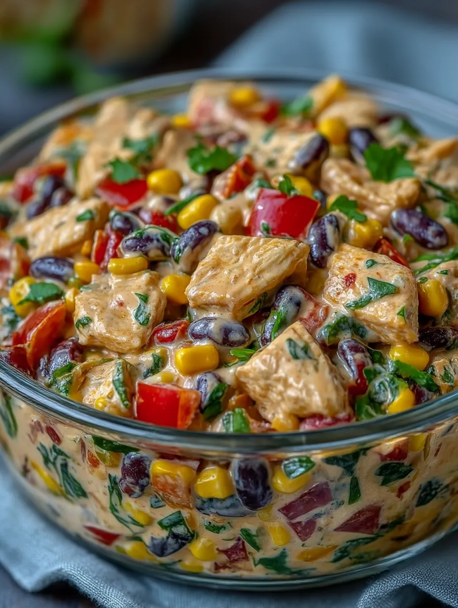 A bowl of zesty southwest chicken salad.