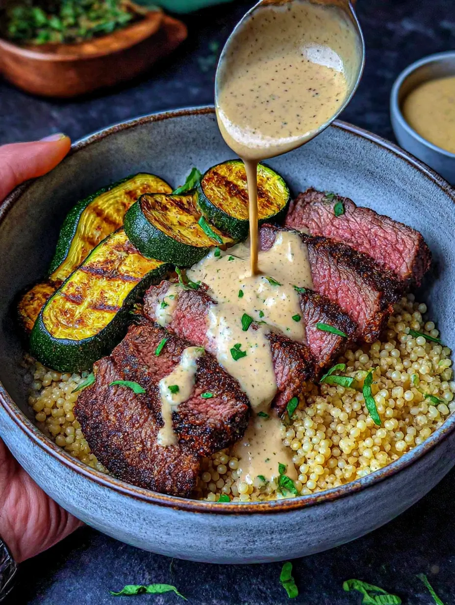 A person is pouring sauce on a plate of food.