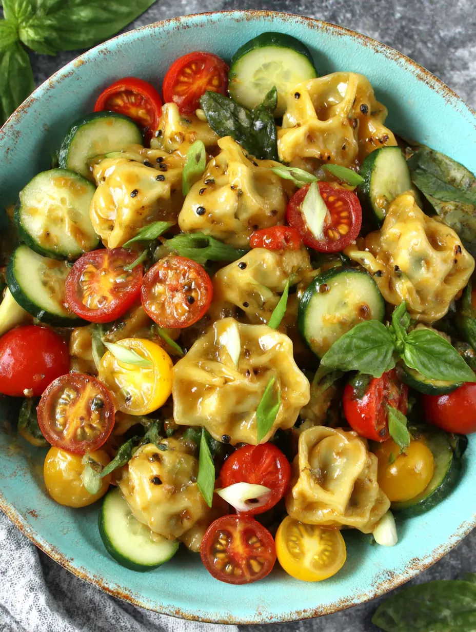 A bowl of food with tomatoes, cucumbers, and pasta.