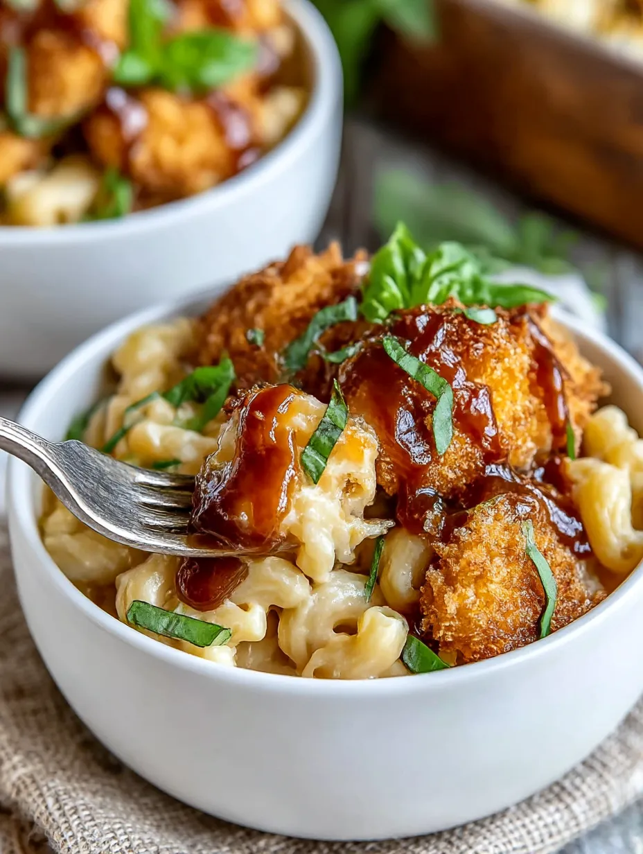 A bowl of macaroni and cheese with meat on top.