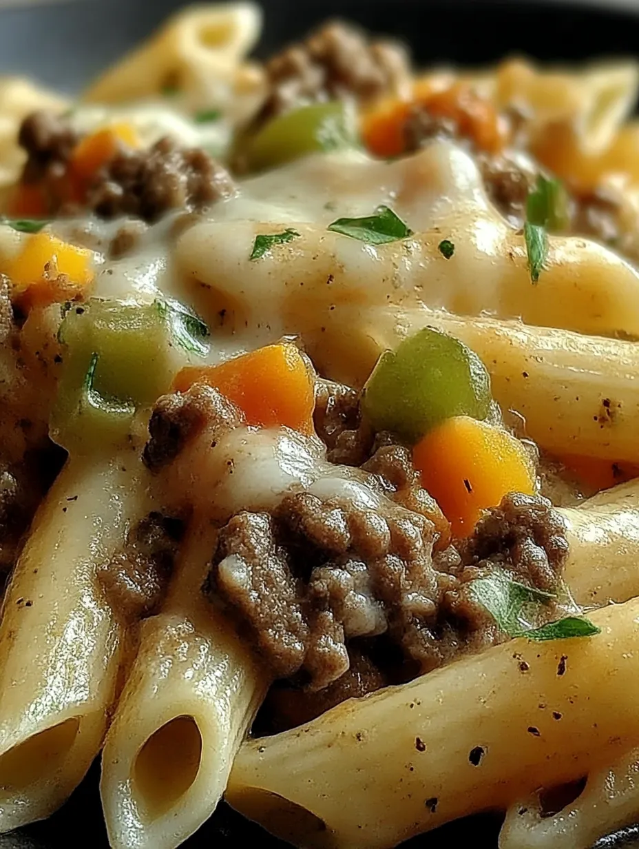A plate of pasta with meat and vegetables.
