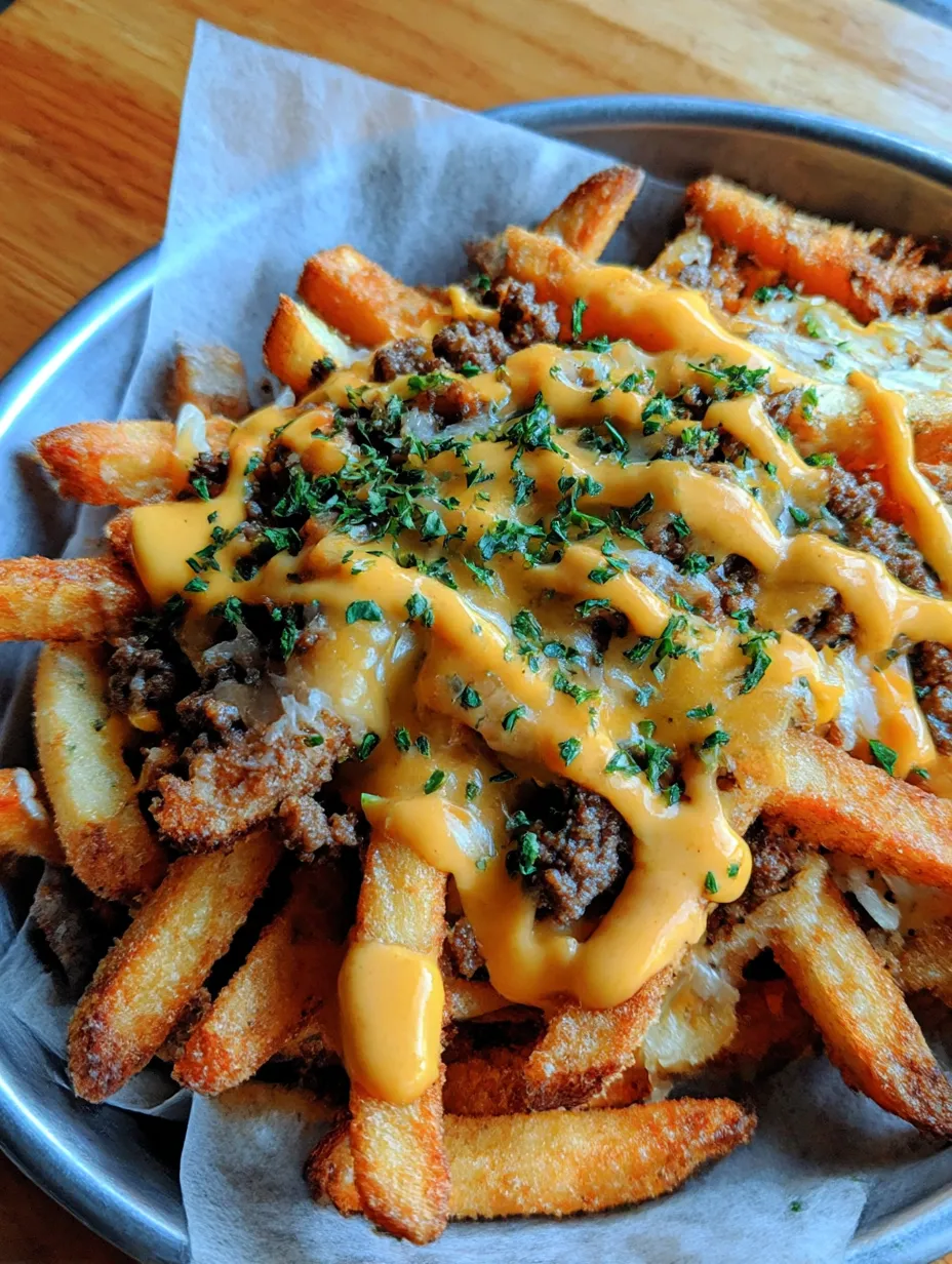 A plate of french fries with cheese and gravy.