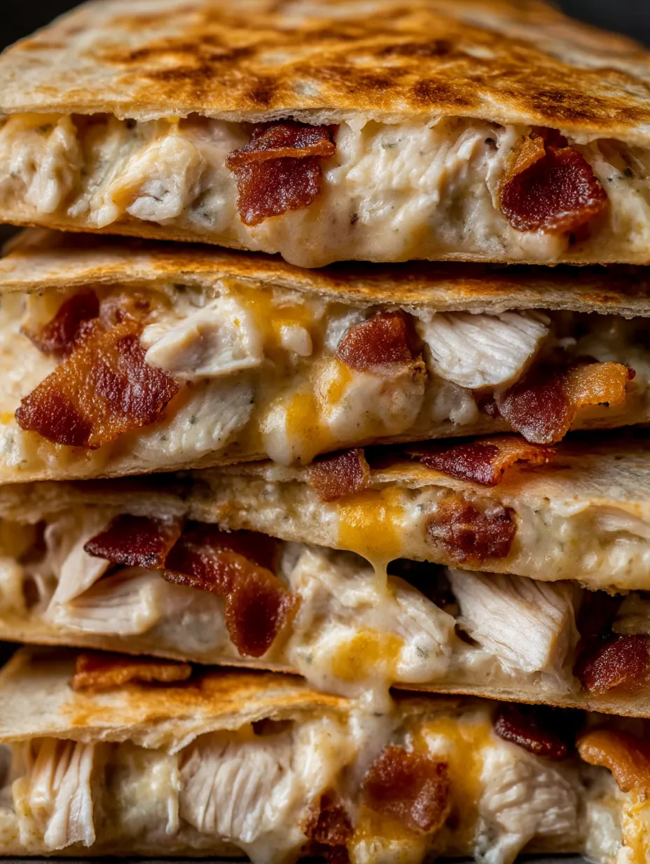 Bacon and cheese sandwiches stacked on top of each other.