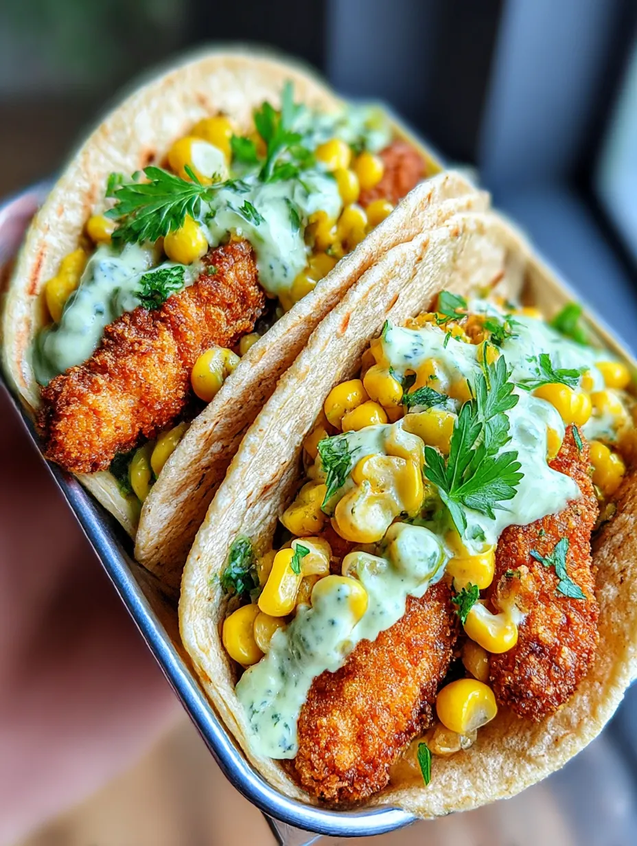 A person is holding a taco with fish and corn.