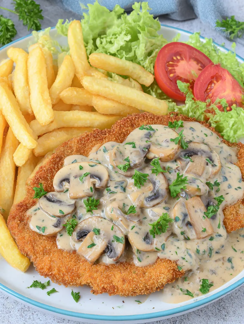 A plate of food with mushrooms and fries.