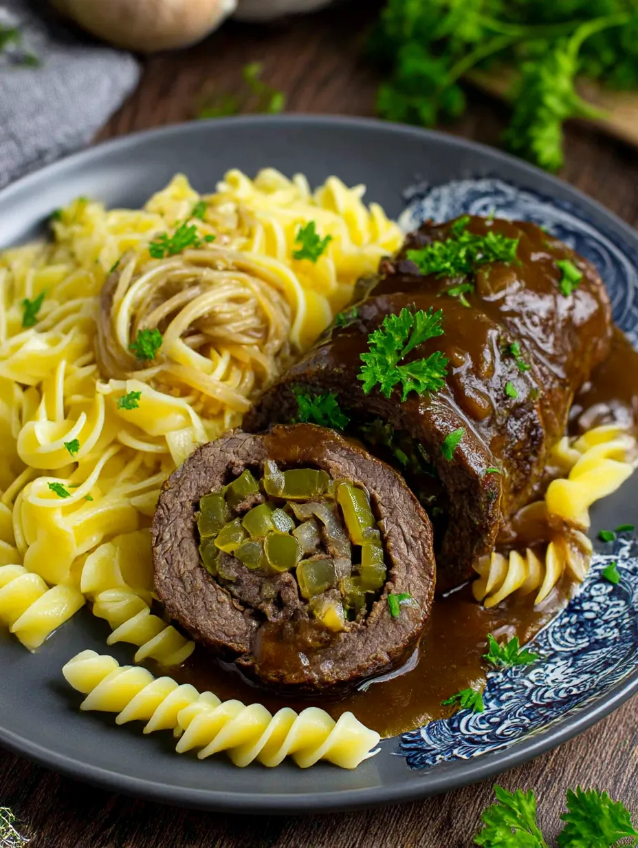 A plate of food with meat and noodles.