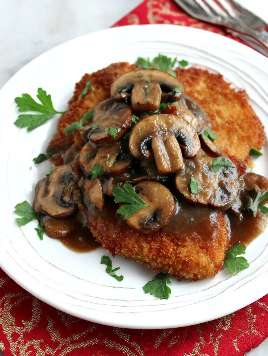 A plate of food with mushrooms on top.