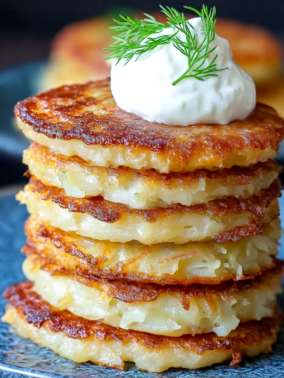 A stack of pancakes with a dollop of sour cream on top.