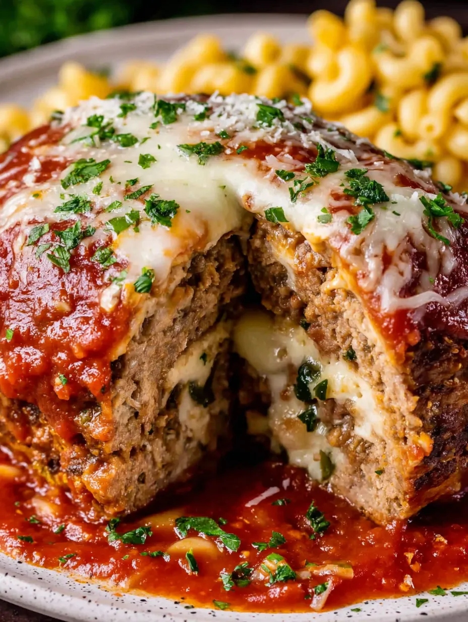 A meatball sandwich with cheese and herbs.