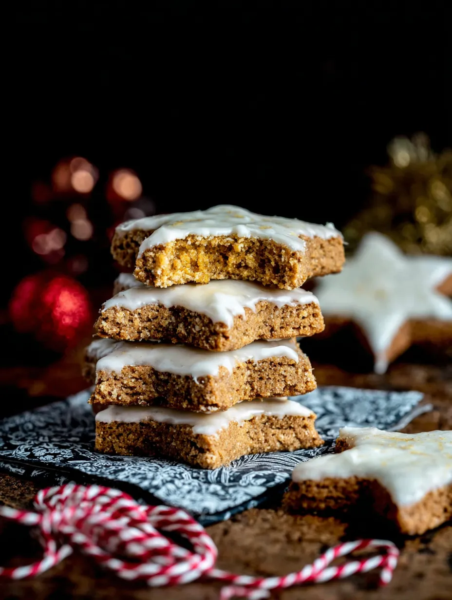 A stack of cookies with white icing.