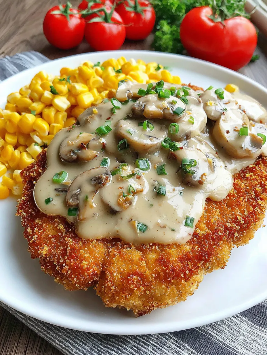 A plate of food with mushrooms and corn.