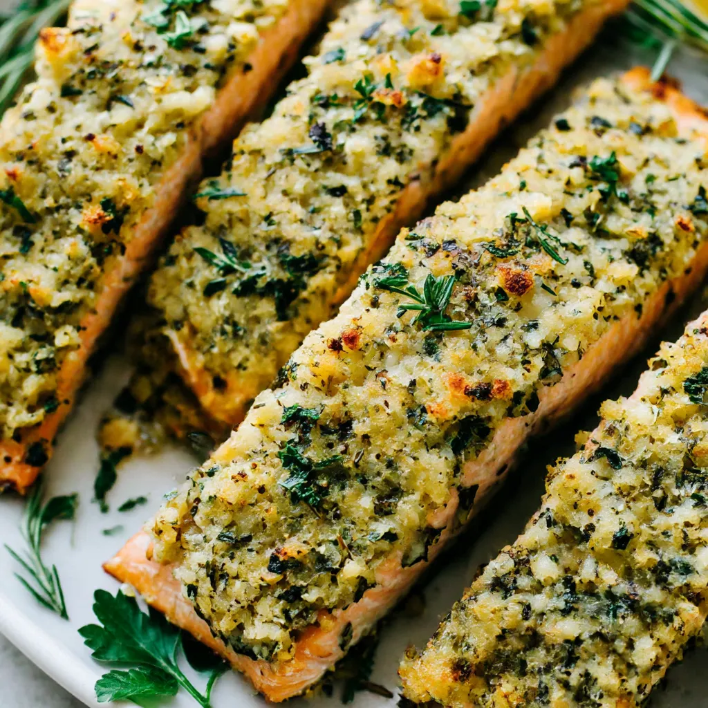 Baked Parmesan Garlic Herb Salmon in Foil.