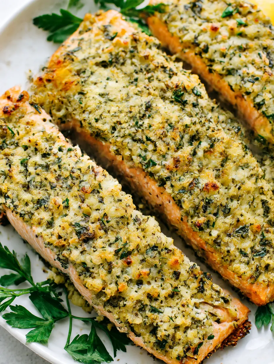 Baked Parmesan Garlic Herb Salmon in Foil.