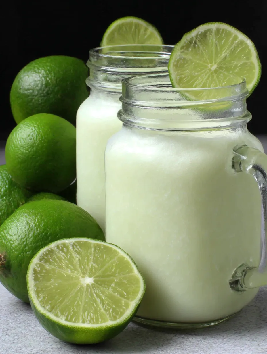 Two jars of Brazilian lemonade with coconut.