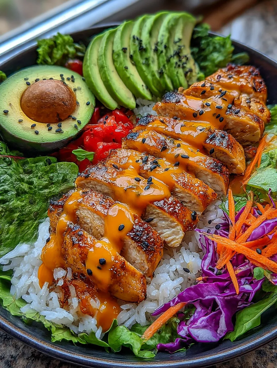 A plate of food with chicken, rice, and vegetables.