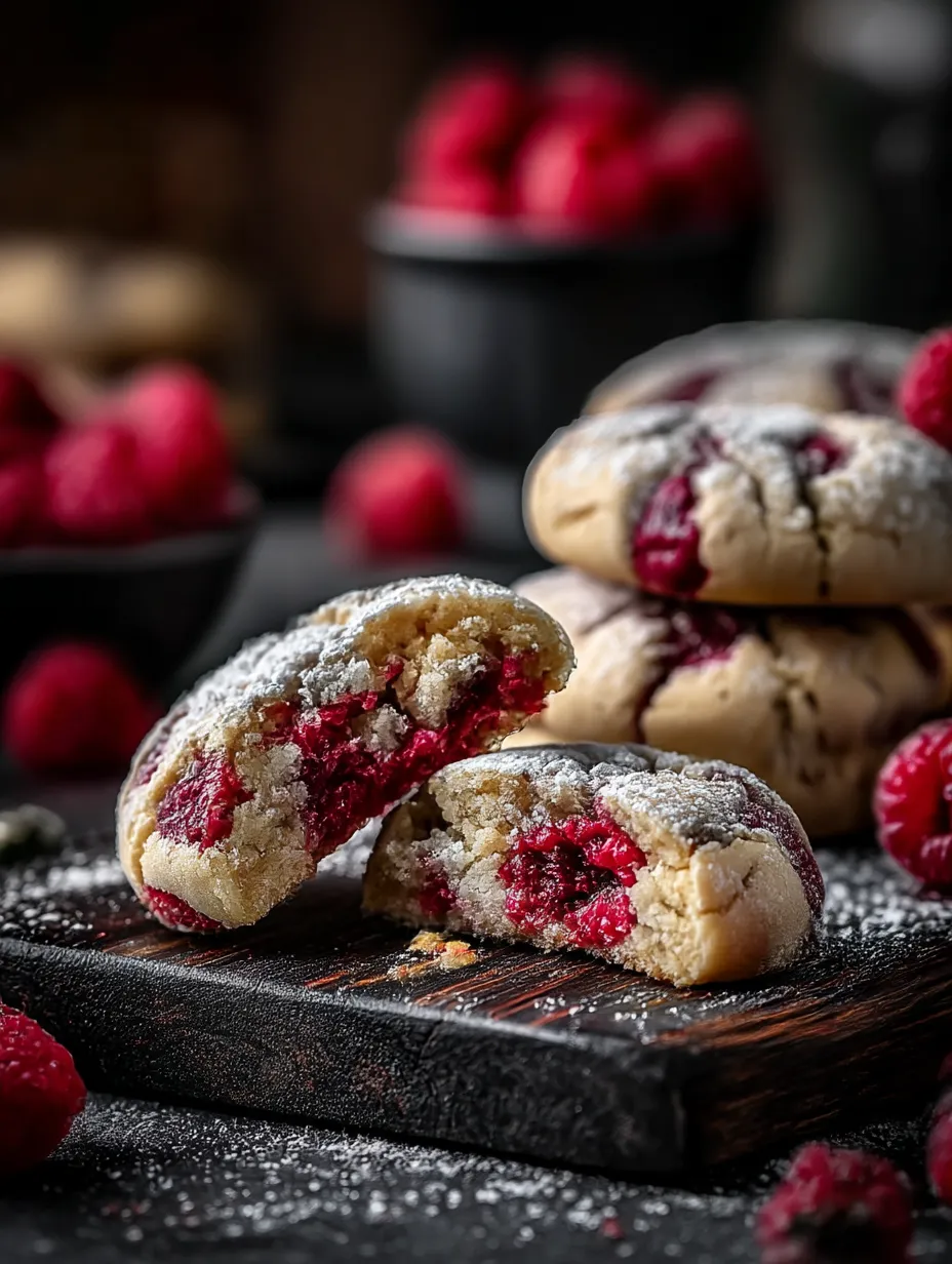 Raspberry sugar cookies on a table.