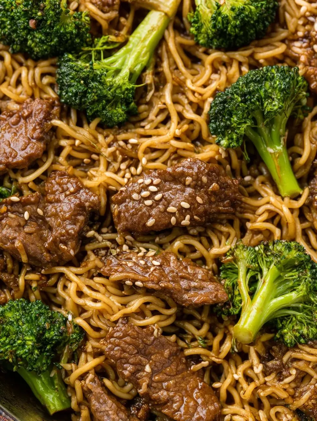 A plate of ground beef teriyaki ramen.