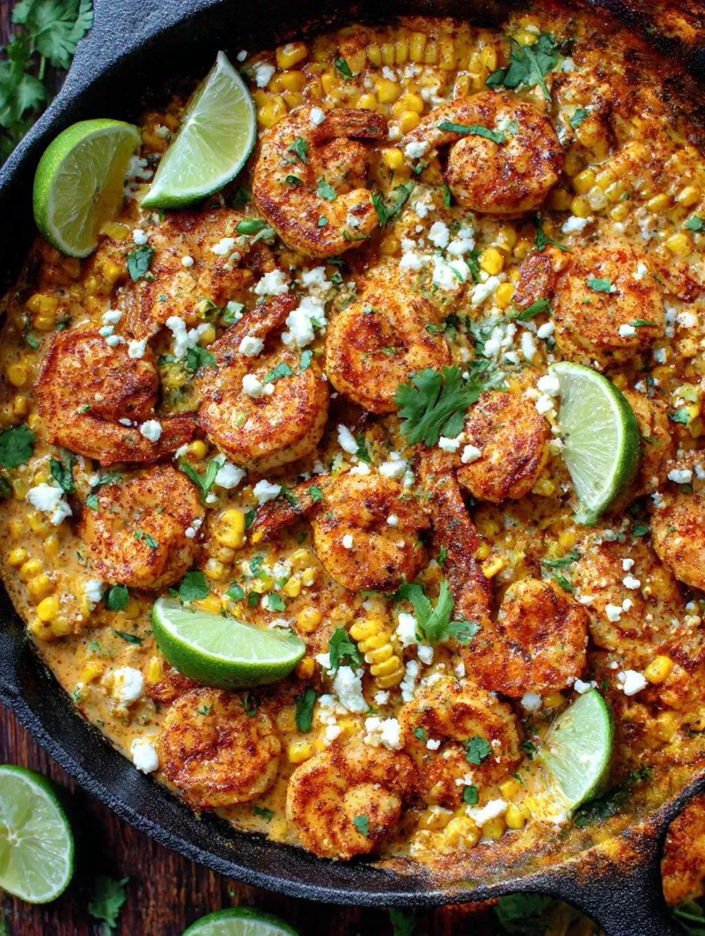 A dish of shrimp and creamed corn.