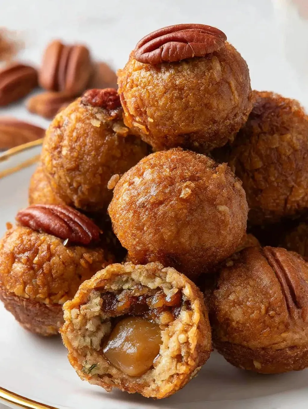 Pecan Pie Balls on a plate.