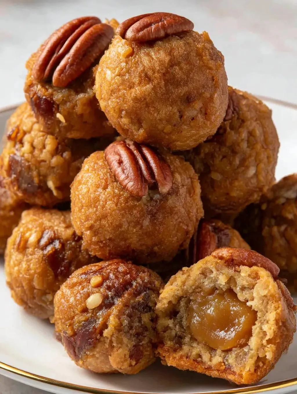 A plate of pecan pie balls.