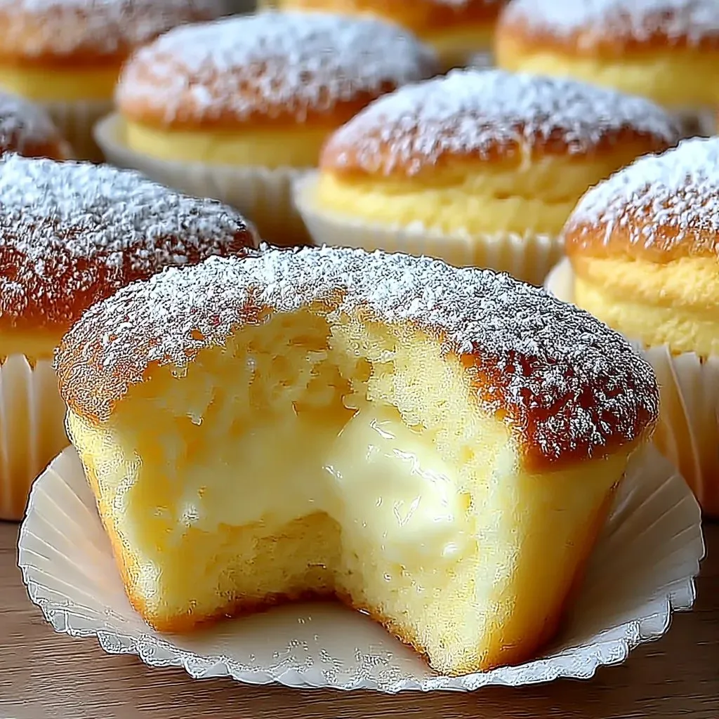 A cupcake with white frosting and powdered sugar on top.