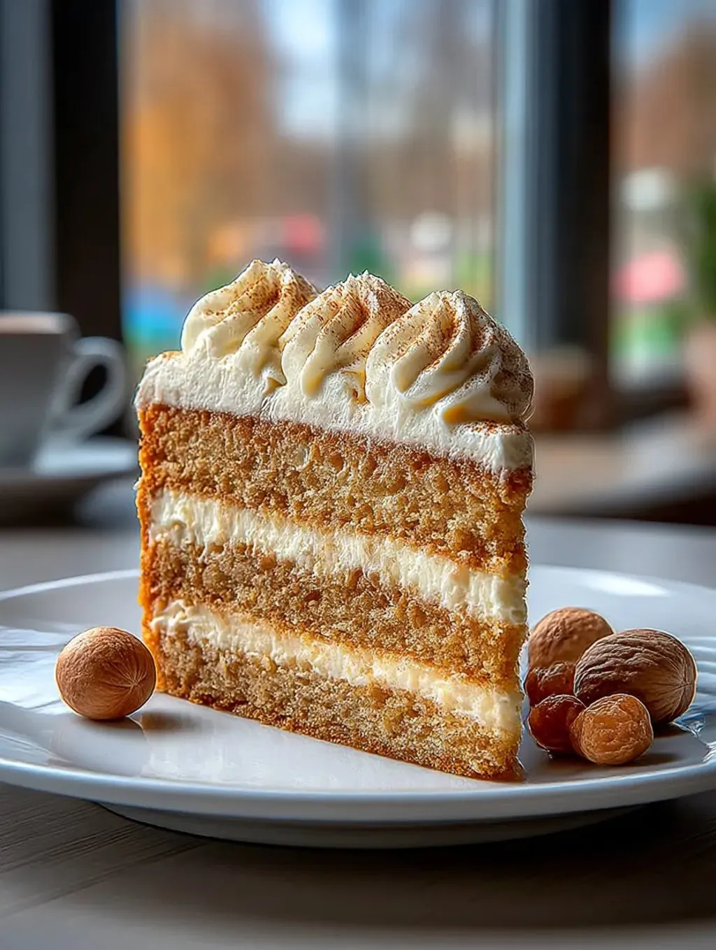 A slice of pumpkin pie cake on a plate.
