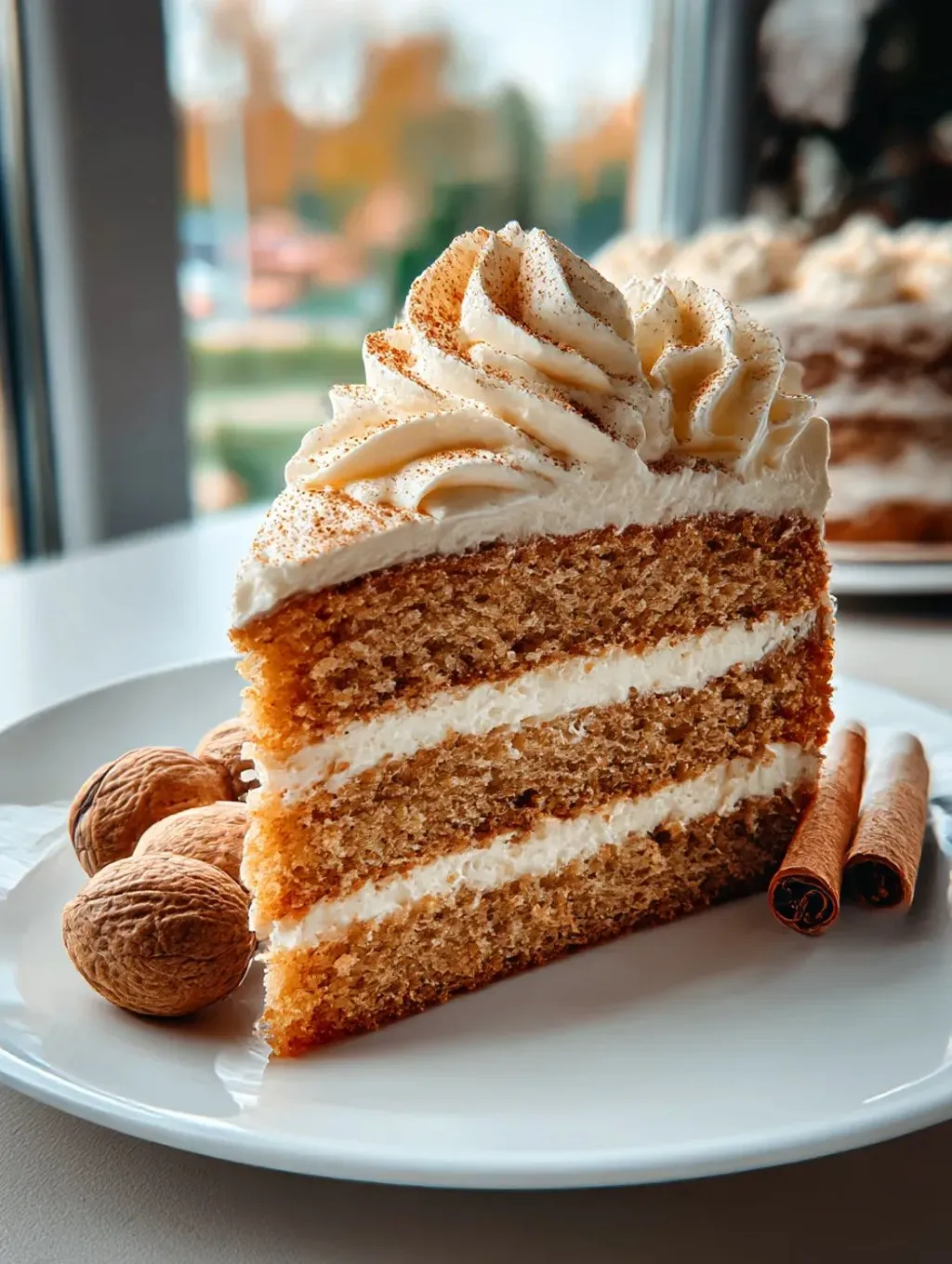 A slice of pumpkin pie cake.