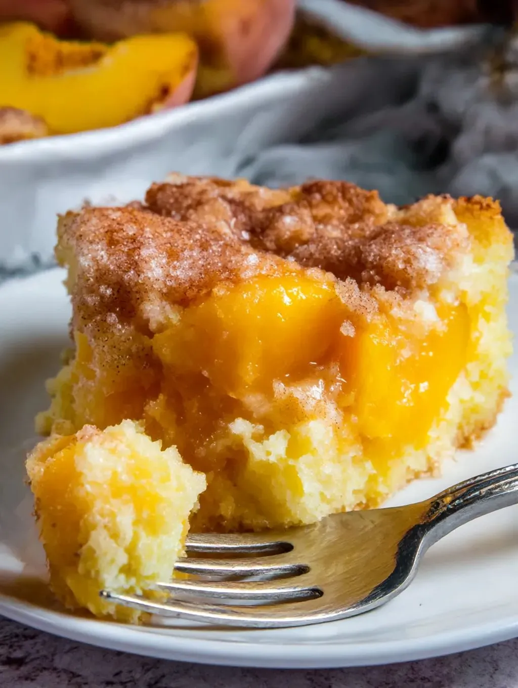 A slice of cake on a fork.