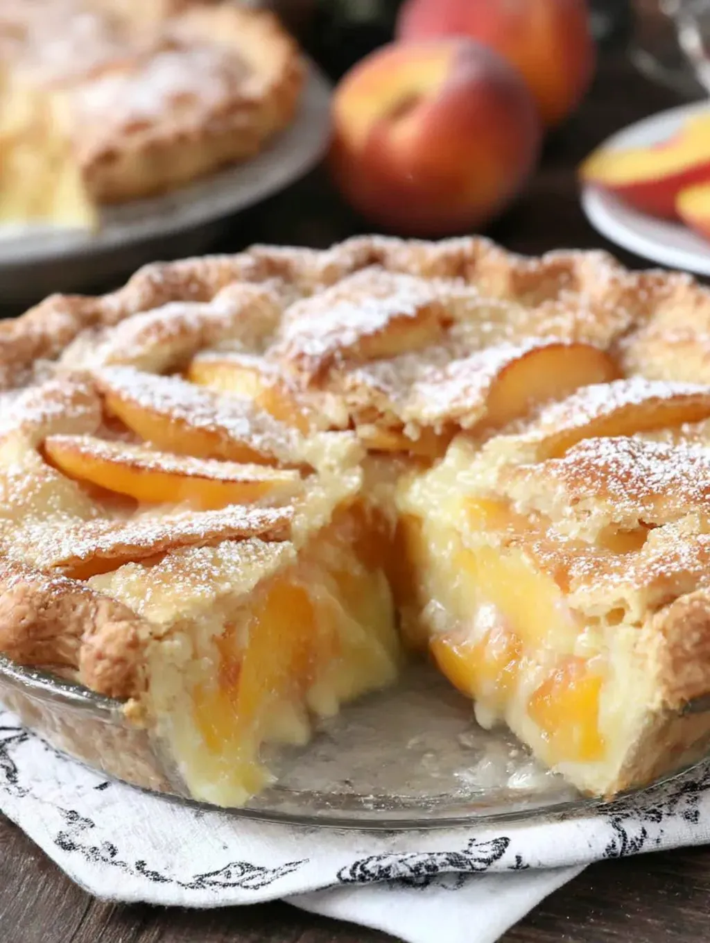A slice of peaches and cream pie.