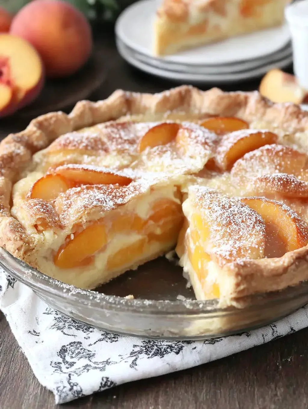 A slice of peaches and cream pie.