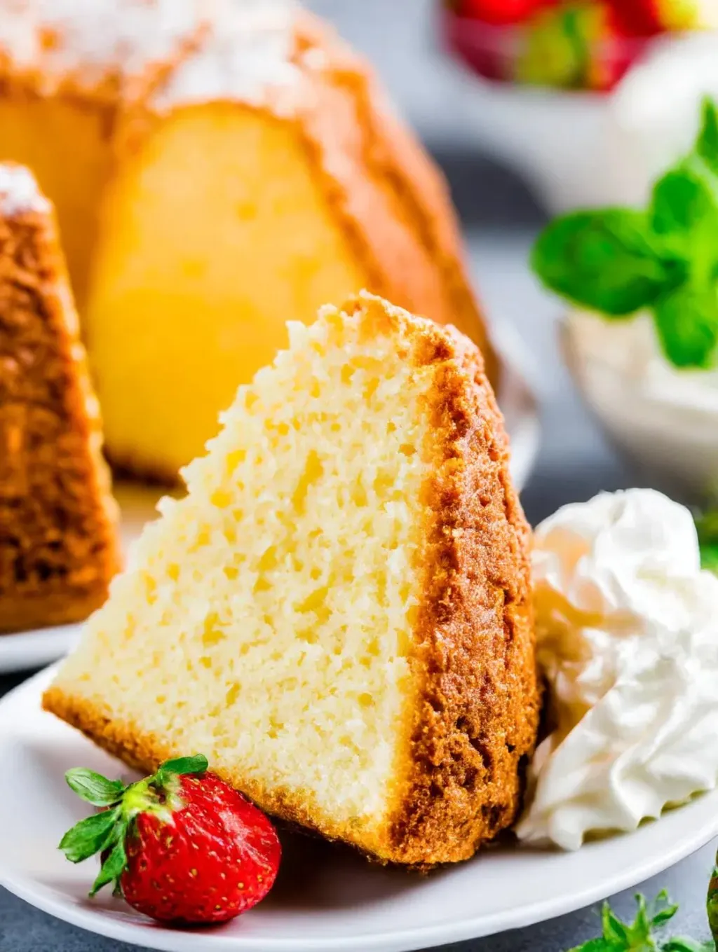 A slice of classic southern pound cake.