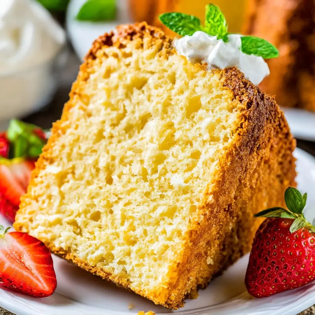 A slice of classic southern pound cake.