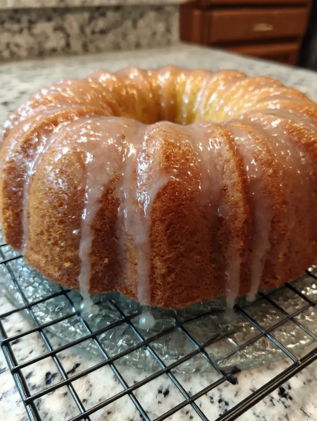 A glazed buttermilk pound cake.