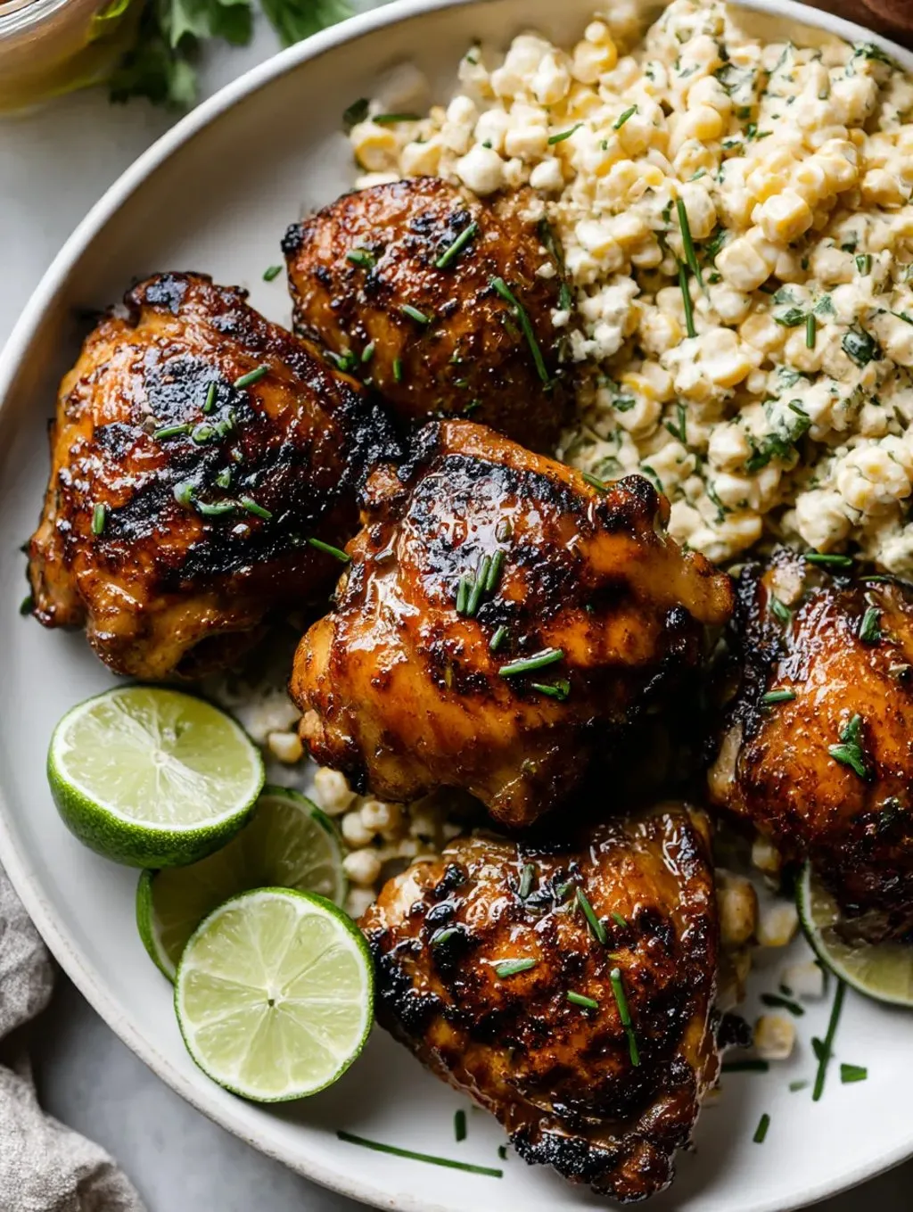 Grilled chicken with lime corn salad.