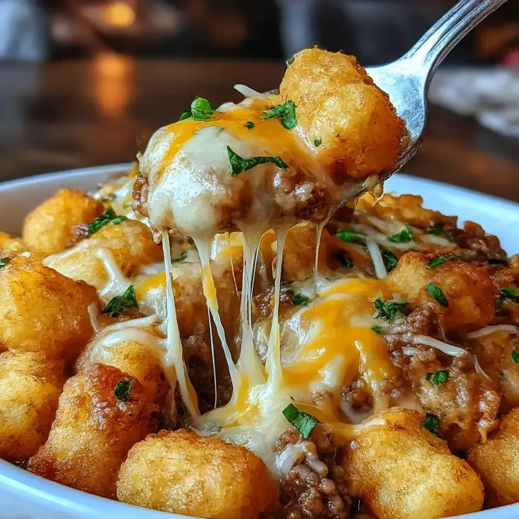 A bowl of food with a spoon in it.
