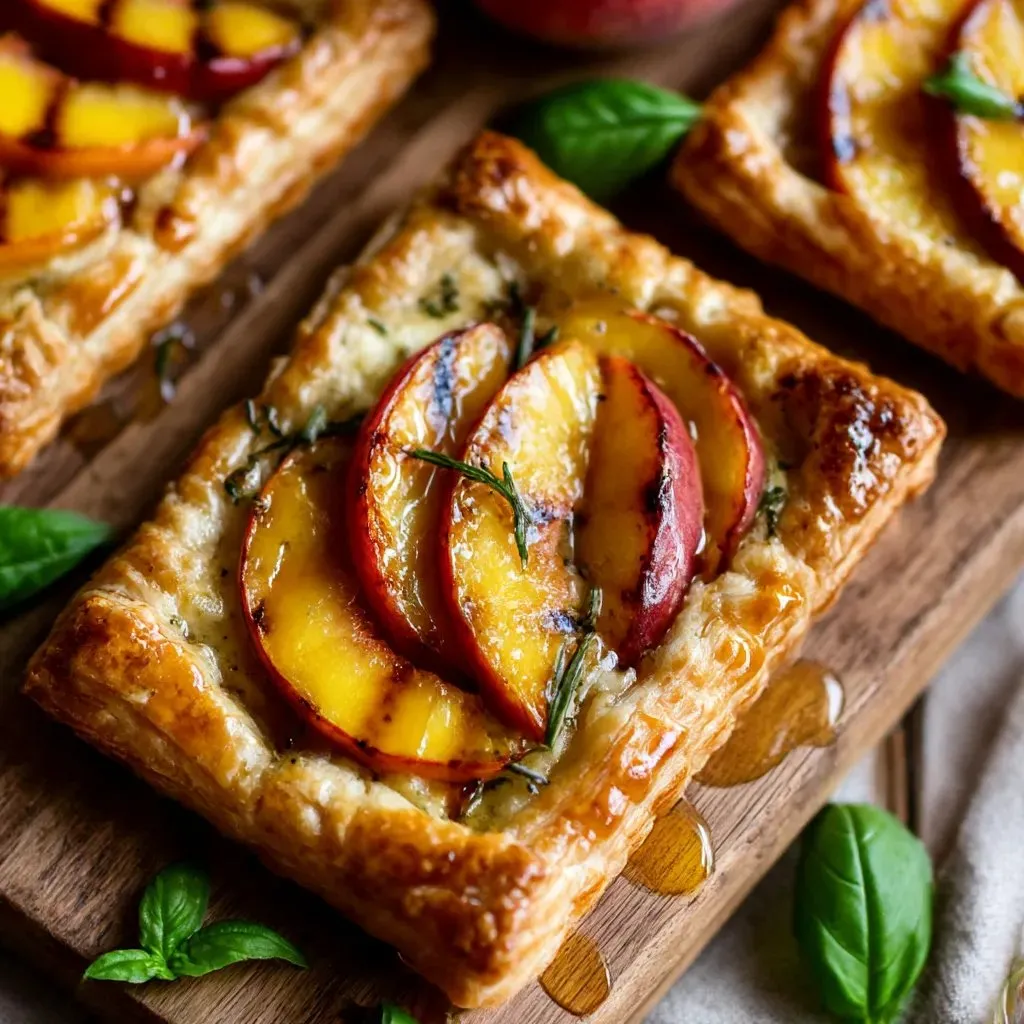 Peach Brie Pastry Tarts Honey.
