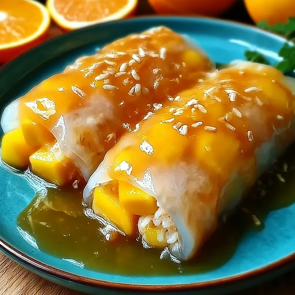 Sweet Mango Sticky Rice Rolls.