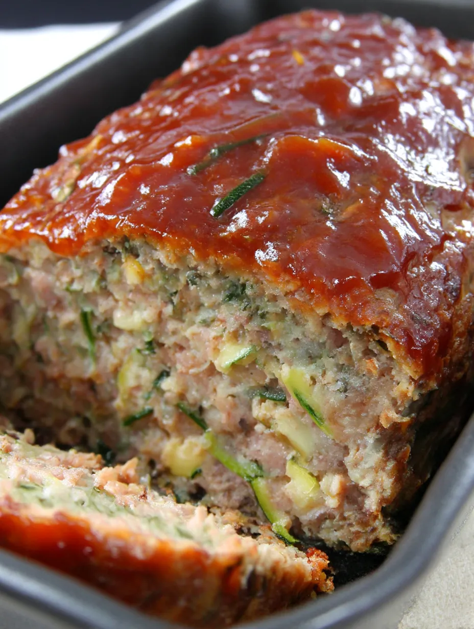 A piece of meatloaf with zucchini in it.