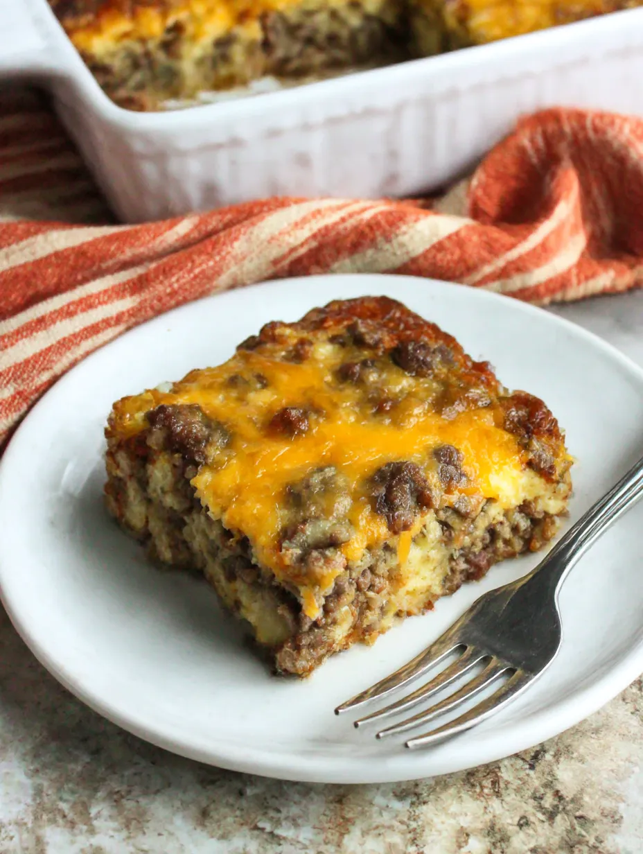 A slice of low carb yellow squash casserole with taco flavor.