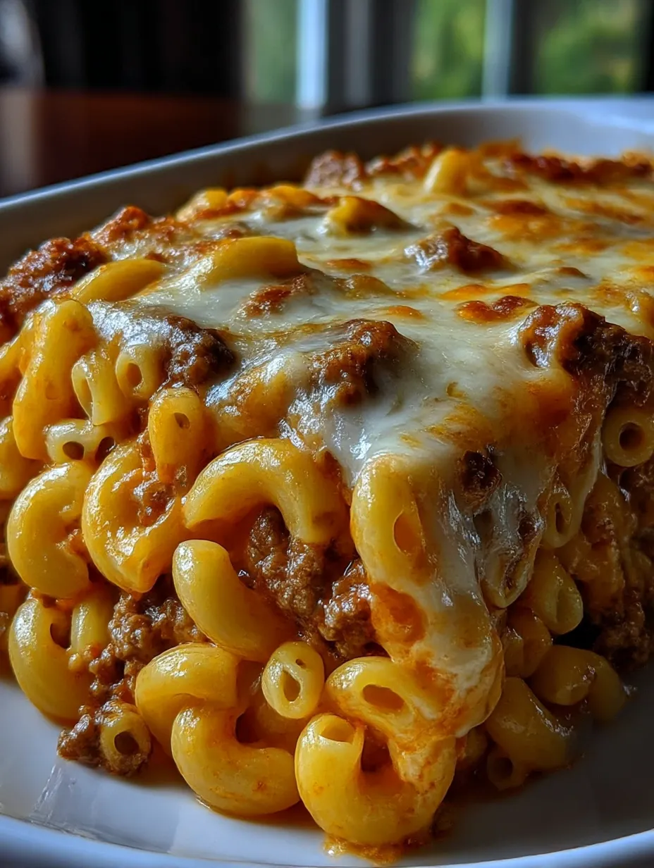 A delicious casserole with noodles and meat.