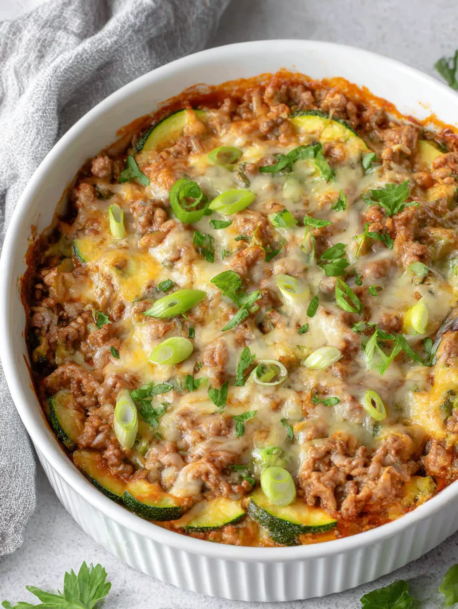 A delicious zucchini pizza casserole recipe.