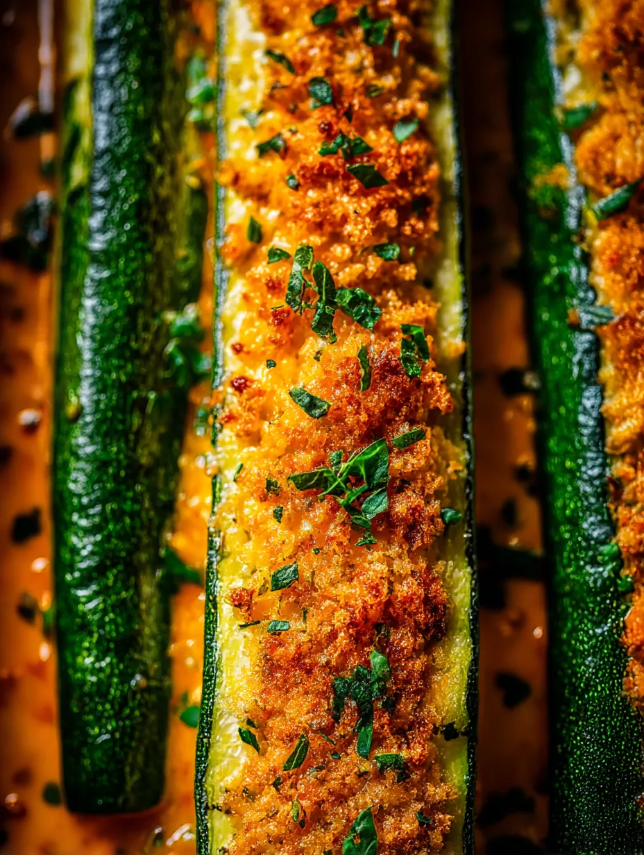 A dish of roasted zucchini with garlic and Parmesan cheese.