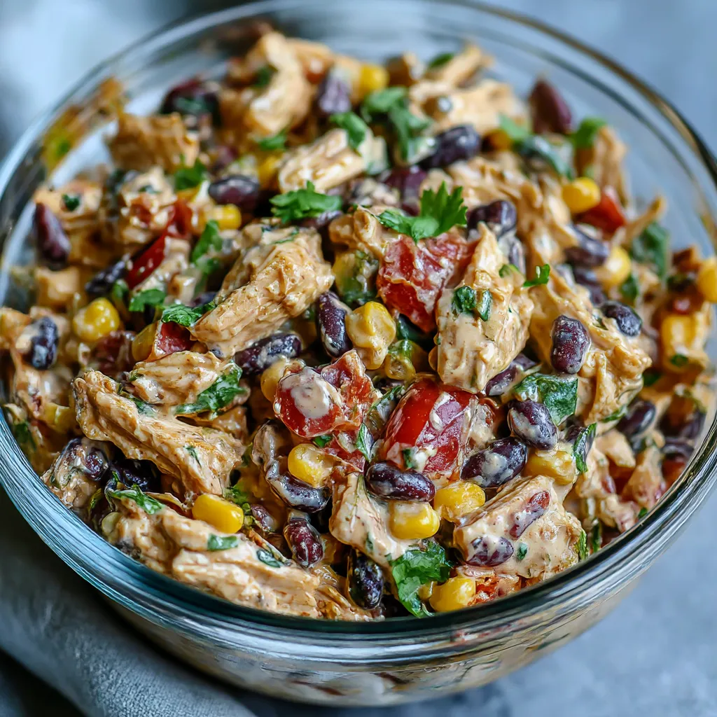 A bowl of zesty southwest chicken salad.