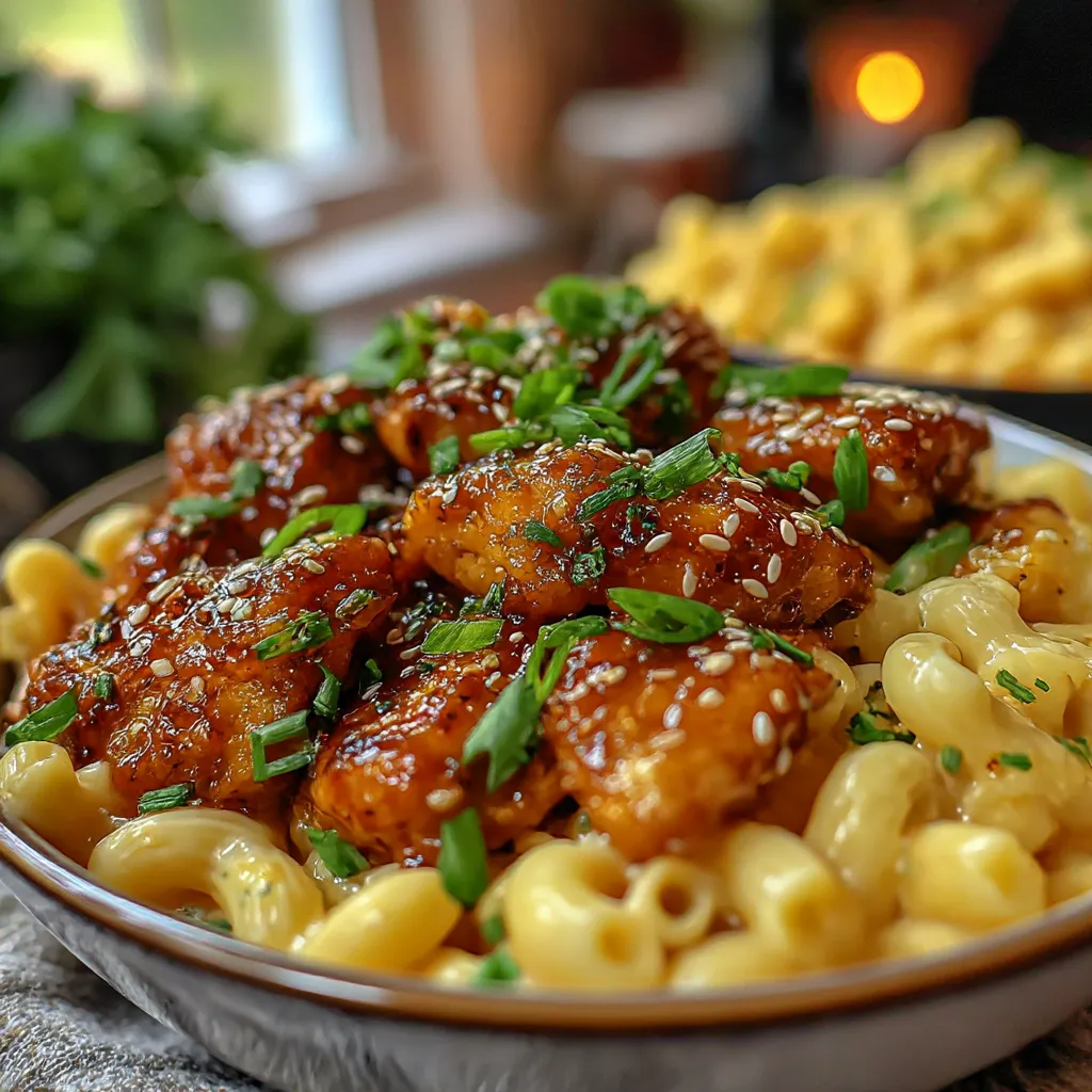 A plate of food with chicken and noodles.