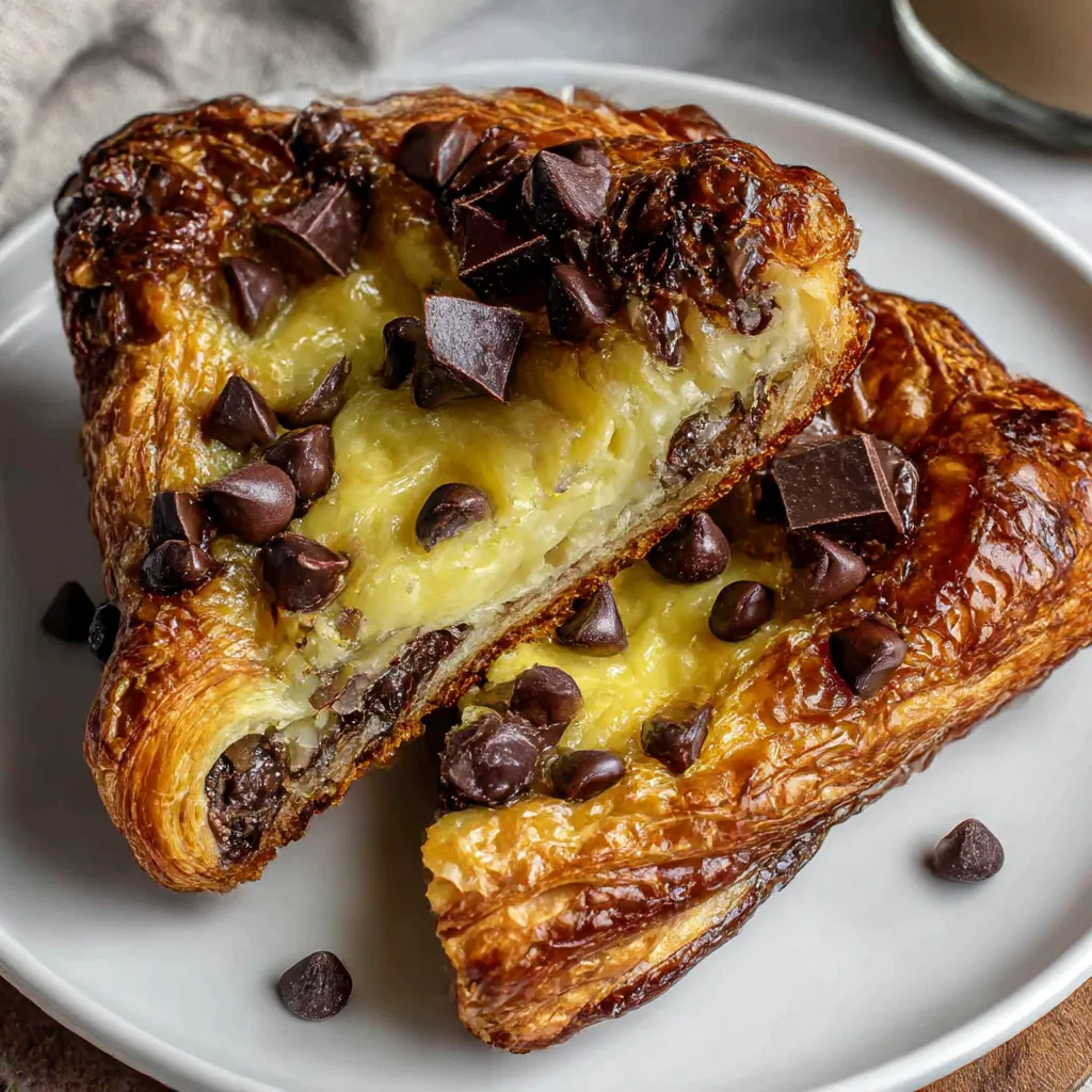 A slice of chocolate and chocolate chip pastry.